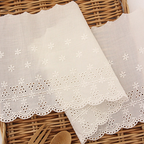 Cotton Lace Fabric Embroidery Lace Cloth R020 Flower Rain Natural