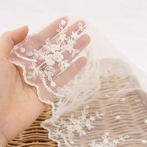 Lace Fabric Mesh Embroidery Lace Cloth R014 Loggia Natural