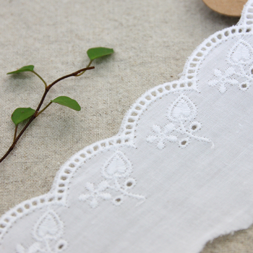 Lace Fabric Embroidery Lace Cloth Cotton 044 Cherry White