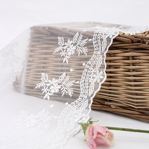 Lace Fabric Embroidery Lace Cloth Table Runner R003 Rose whiteivory