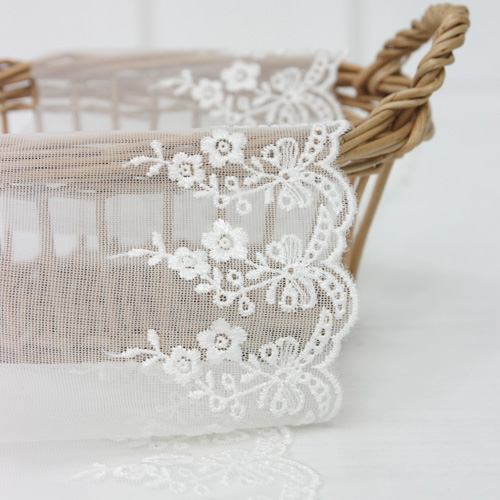Lace Fabric Embroidery Mesh Lace Cloth 010 Dancing Garden white ivory