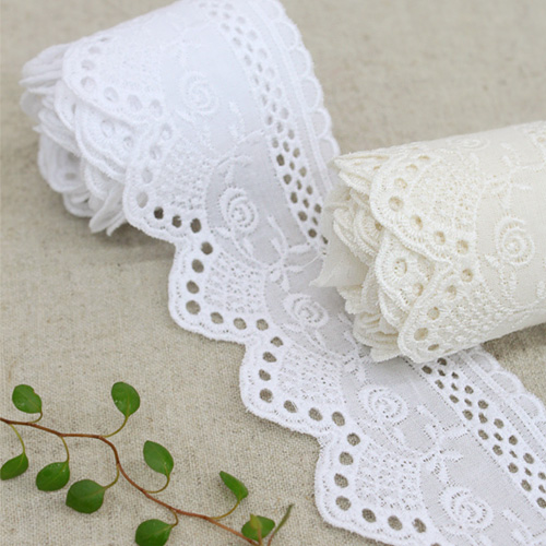 Lace Fabric Embroidery Lace Cloth Cotton 013 Paradise Double Sided Lace White