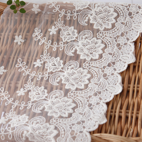 Lace Fabric Mesh Lace Cloth Rassel Flower large R005 Natural