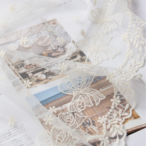 Lace Fabric Mesh Embroidery Lace Cloth R017 Lovely Ribbon Large Natural Ivory