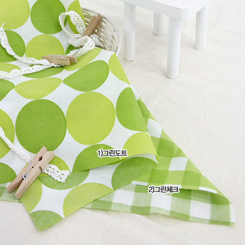 Cotton Blend Green Dot Check