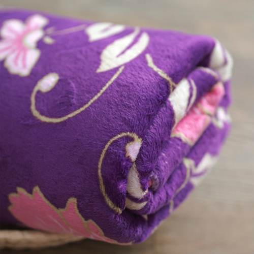 Wide double-sided velboa oriental flower purple