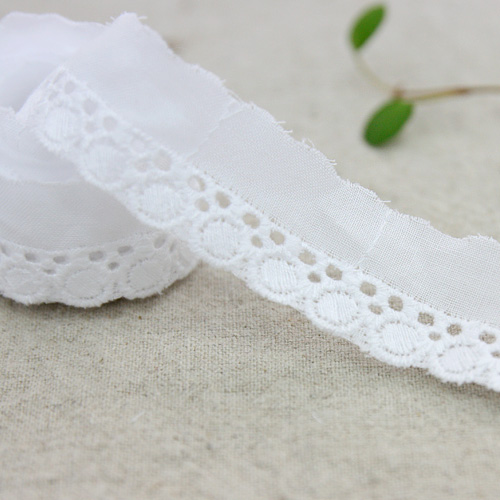 Lace Fabric Embroidery Lace Cloth Cotton 016 Dot small White