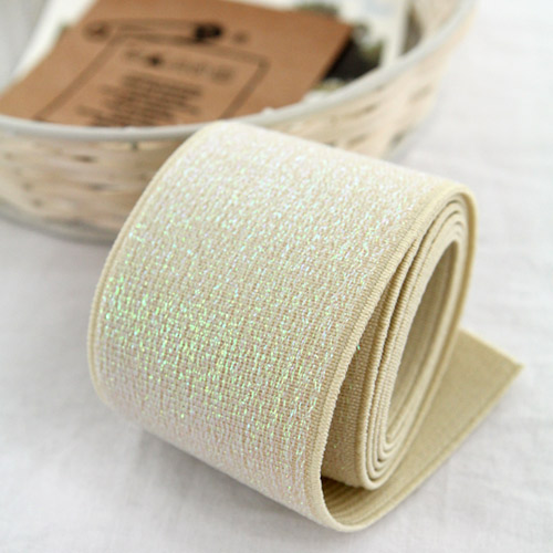 Pants Waist Elastic Skirt Waist Elastic 50mm Rainbow Pearl Beige