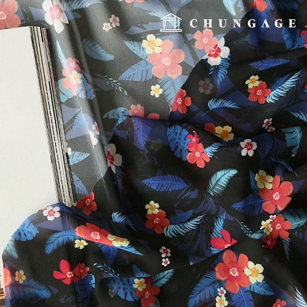 Chiffon Fabric Floral Fabric Tropical Flower Wide Width Chiffon Fabric 001