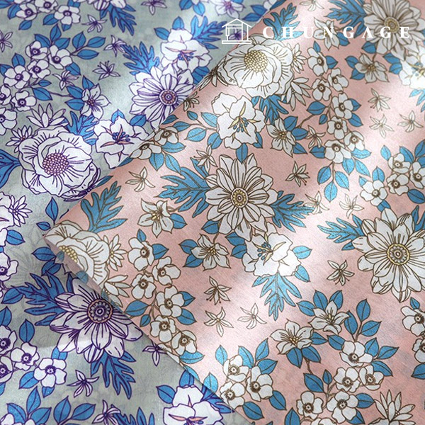 Hanbok Fabric Asrai Poly Hanbok Cloth Cheolrick Flower Floral Pattern 2 Types