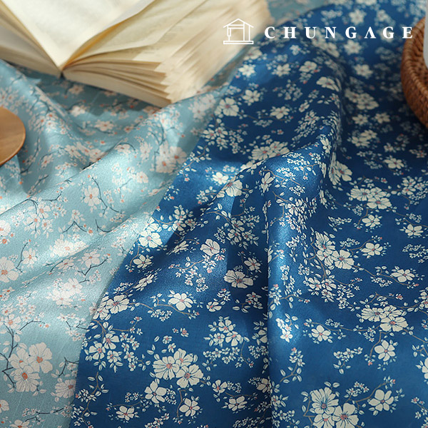 Hanbok Fabric Amondia Poly Hanbok Cloth Cheolrick Flower Floral Pattern 2 Types