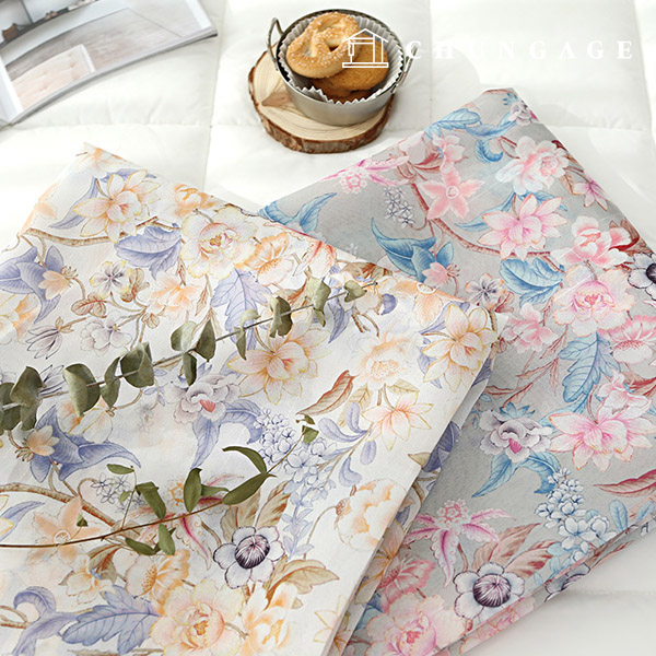 Hanbok Fabric Lier Poly Hanbok Cloth Cheollic Flower Floral Pattern 2 Types