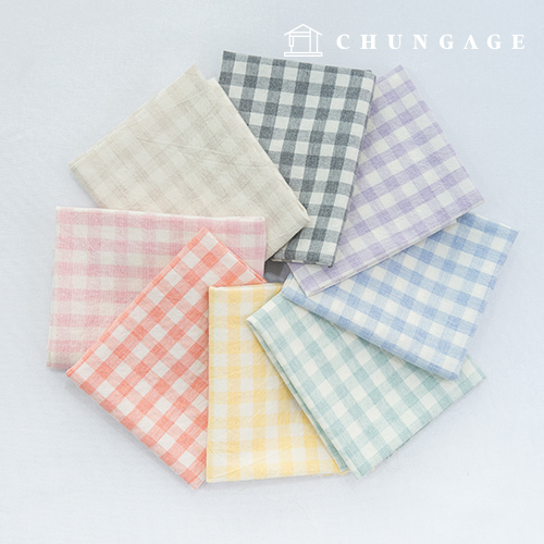 Fabric package Check 8mm scrap fabric cotton Washing piece fabric Melan 8 types pastel colors