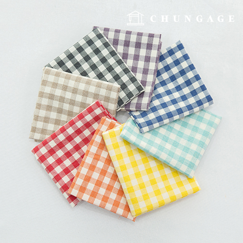 Fabric package Check 8mm scrap cotton fabric Washing piece of cloth Melan 8 types Vivid color