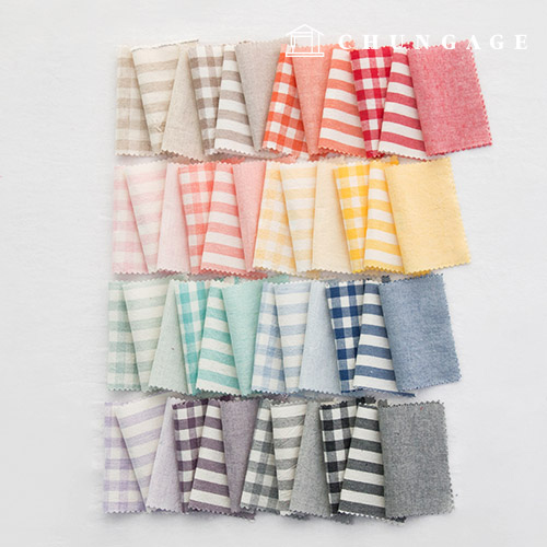 Check Fabric cotton Melange yarn-dyed Washing Wide Width Vintage Check Cloth Stripe 48 Kinds Half yard