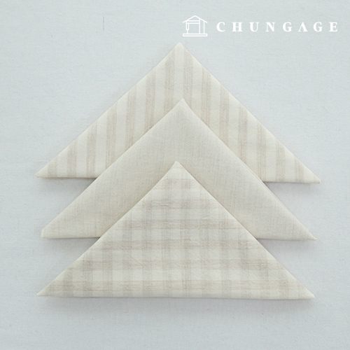 Fabric package Check 8mm scrap fabric cotton Washing Plain piece cloth Melan 3 types 001 Natural