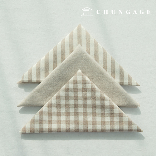 Fabric package Check 8mm scrap cotton fabric Washing Doll Puppy clothes making Melan 3 types 002 Beige