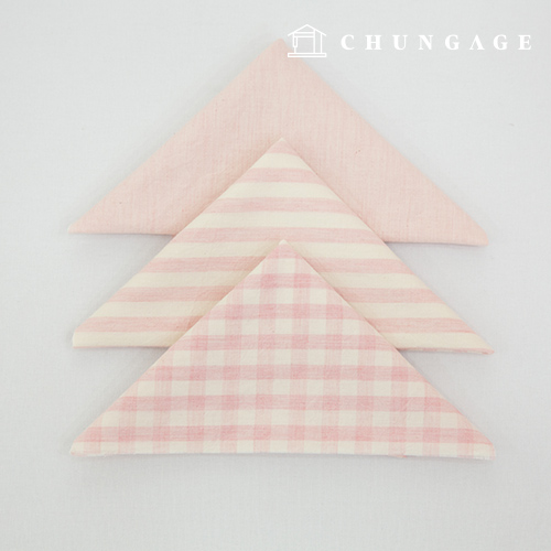 Fabric package Check 8mm scrap fabric cotton Washing Plain piece fabric Melan 3 types 005 babypink