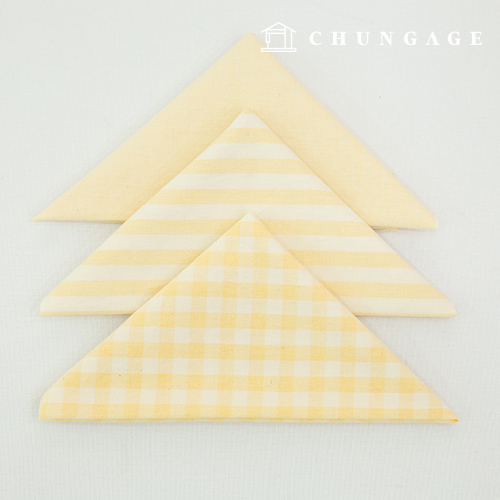 Fabric package Check 8mm scrap fabric cotton Plain Doll puppy clothes making Melan 3 types 007 light yellow
