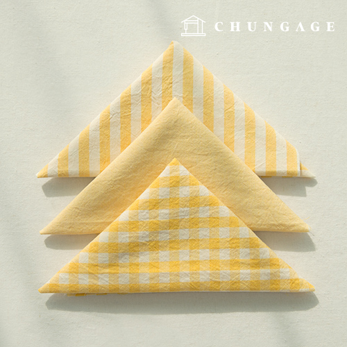 Fabric package Check 8mm scrap fabric cotton Washing Plain piece cloth Melan 3 types 008 Yellow