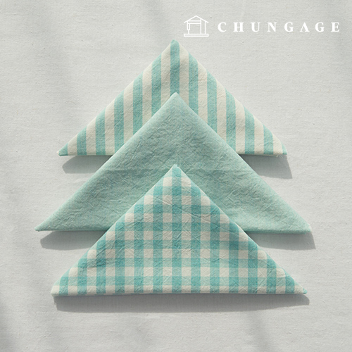 Fabric package Check 8mm scrap fabric cotton Washing Plain piece cloth Melan 3 types 010 jade
