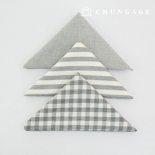 fabric package Check 8mm scrap fabric cotton Plain Doll puppy clothes making Melan 3 types 015 Light gray