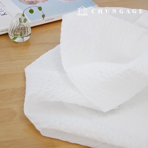 Seersucker Jijimi Ripple Plain Fabric Wide Cotton Candy White 715
