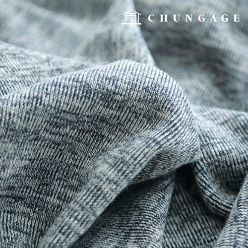Wide cotton blend napping knit melange black