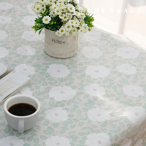 Waterproof Cloth Floral Dining Table Cover Laminate TPU Waterproof Fabric Cafe Peony