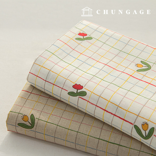 Linen Fabric Cotton Linen Cloth Floral Pattern Vintage Flower Bonbon 2 Colors
