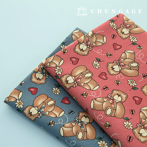 Cotton Oxford fabric 20 count Fabric Vintage Bear 2 types 200422