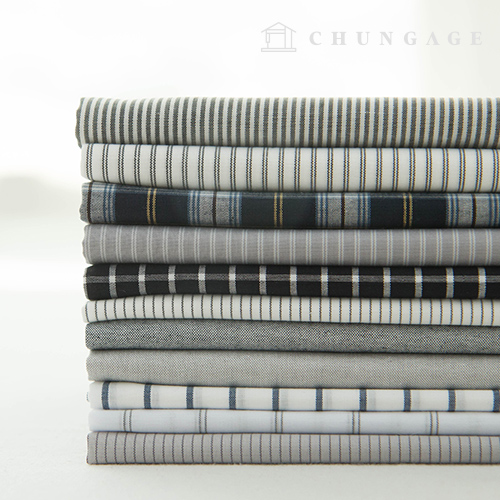 Cotton Check Fabric Ombre Dyed Check Stripe Plain Modern 11 Types