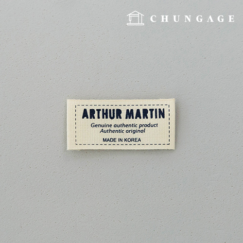 Cotton Label Bifold Arthur Martin Lettering Label Natural 5pcs KL056