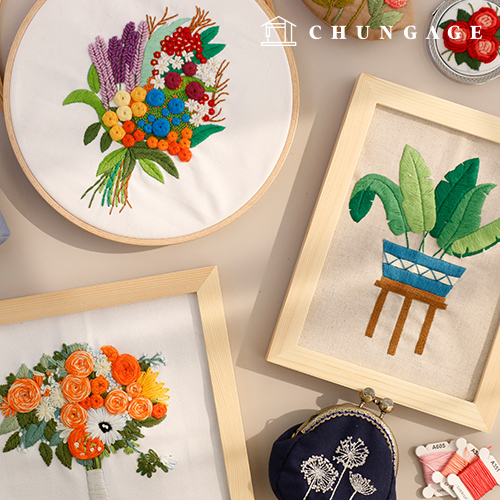 French embroidery package DIY kit textbook Flower embroidery bouquet spring spirit Douglas