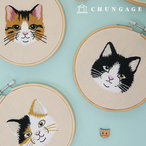 French Embroidery DIY Kit Package Embroidery 10 Types Cat Animal Eco Bag