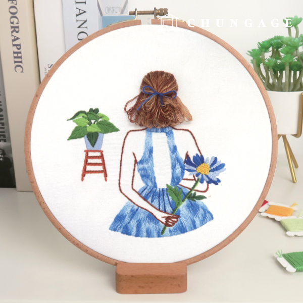 French Embroidery Package DIY Kit Blue Dress Girl CH511520