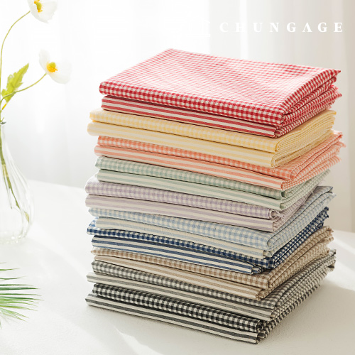 Check Fabric cotton Melange Yarn-dyed check cloth Stripe 4mm Petit Milk 20 types half yard