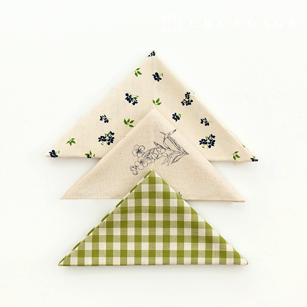 Fabric Package Fruit Pattern Flower Fabric Vintage Flower Check Cloth Green Carving Cloth 3-piece Pack It's Package 103