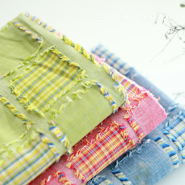 cotton 20 count yarn dyed fabric Wide Width Vintage stitch patch 2 types