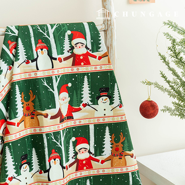 Christmas Fabric Oxford Fabric Cotton20 Count Fabric Winter Friends