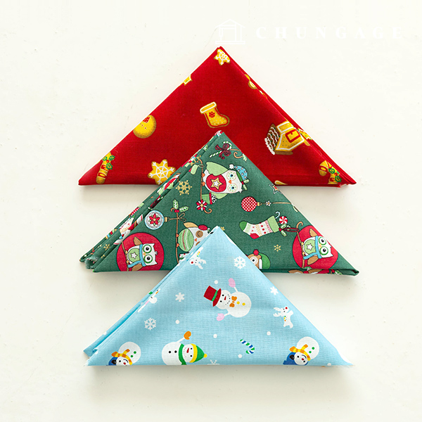 Christmas fabric package piece cloth cotton40 count Merry Winter 3 pack 163