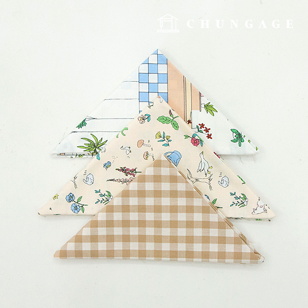 Fabric Package Plant Pattern Vintage Flower Check Cloth Beige Sculpted Cloth 3 Pack It's Package 134