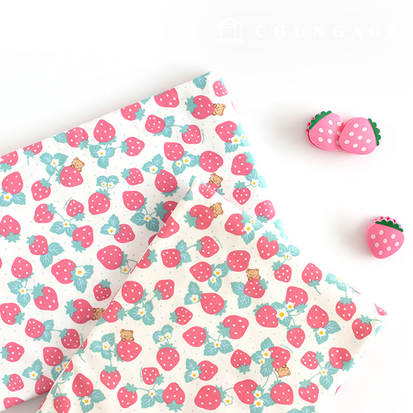 Organic Double Sided Daimaru Fabric Wide Width Strawberry Bear 2 Types