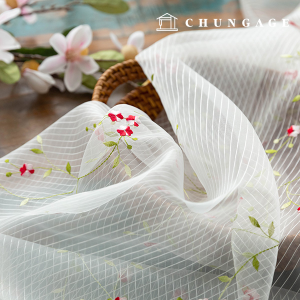 Curtain Fabric Embroidery Curtain Fabric Floral Fabric Stripe Wide Width Primrose Flower