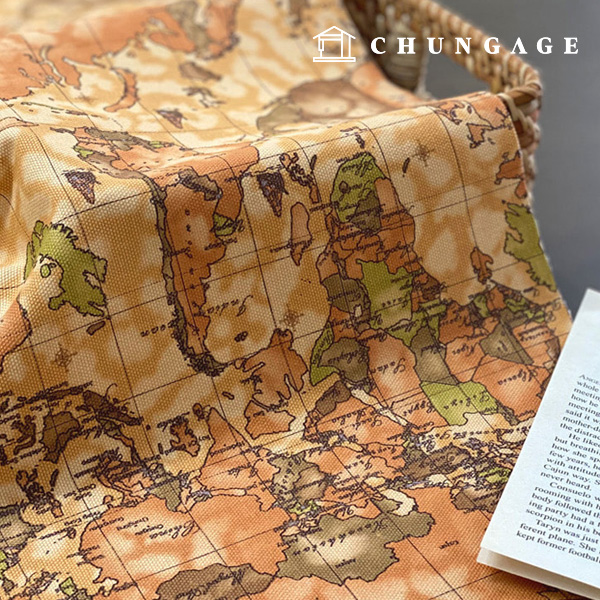 Oxford fabric cotton10 count Wide Width world map