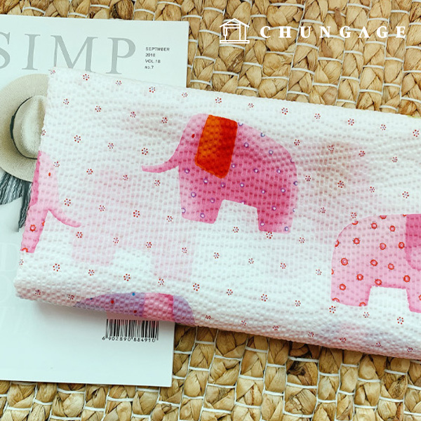 Cotton Fabric Ripple Fabric Elephant Pink