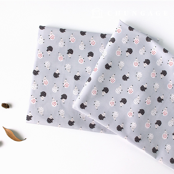 Waterproof Cloth Laminate Waterproof Fabric cotton20 count Play with the Hedgehog Light gray