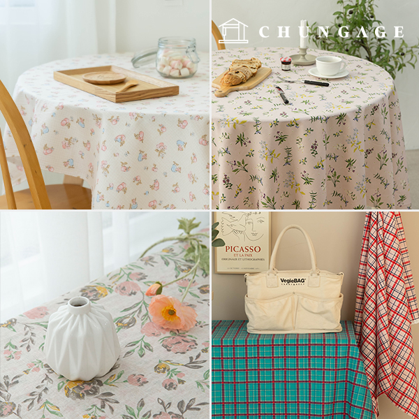 Linen Tablecloth Floral Pattern Check Vintage Tablecloth Table Cover Tablecloth for Special Events