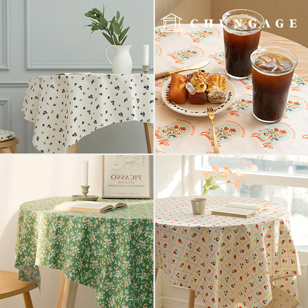 cotton Tablecloth Check Floral Pattern Vintage Tablecloth Table Cover Tablecloth for Special Events