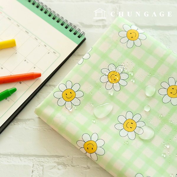 Waterproof Cloth DTP Waterproof Fabric Wide Width Daisy Floral Patterned Cloth Happy Check Apple Green W100